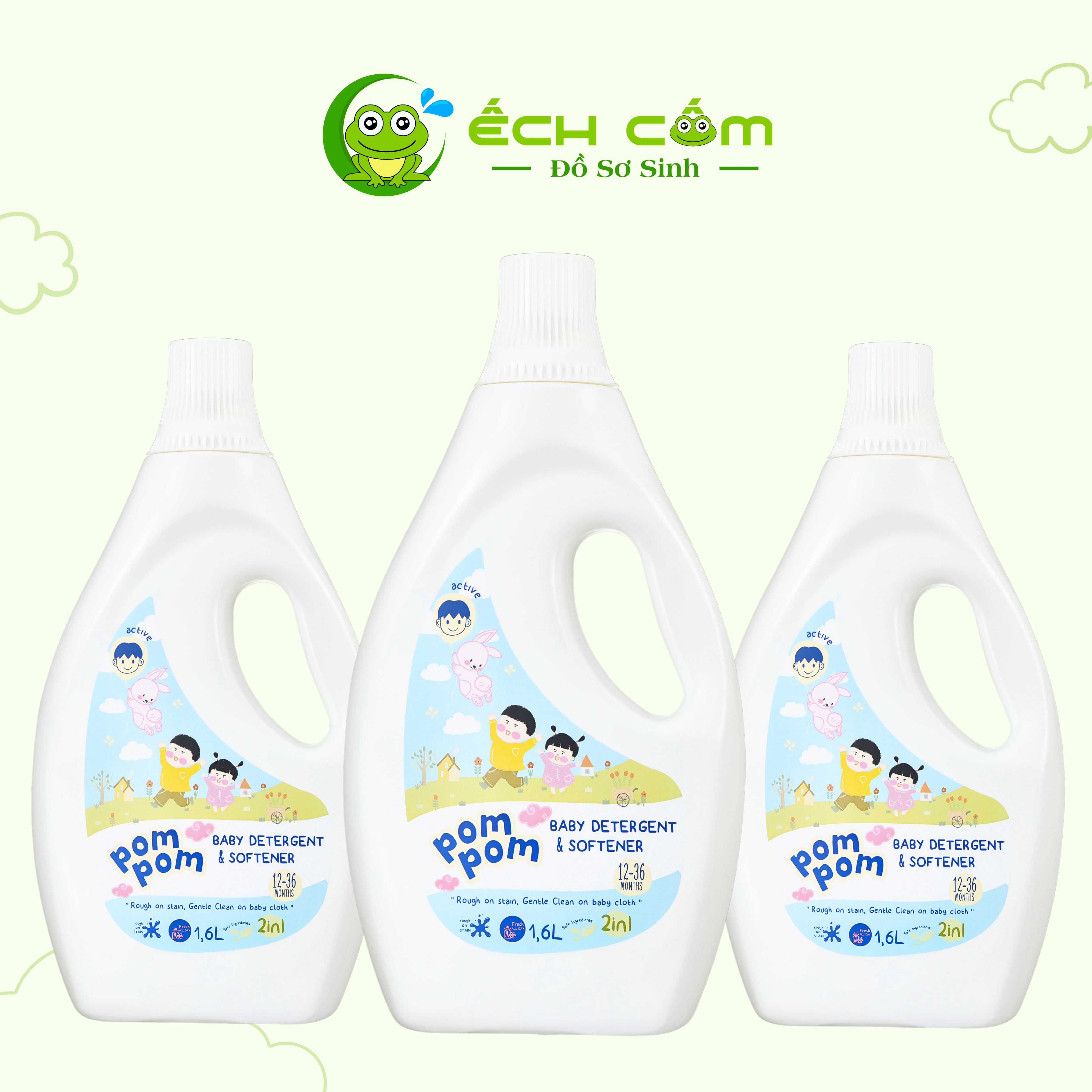GEL GIẶT XẢ POM POM ACTIVE  CHO BÉ NĂNG ĐỘNG (TRÊN 12 THÁNG VÀ PHÙ HỢP CHO CẢ GIA ĐÌNH) - CHAI 1,6L
