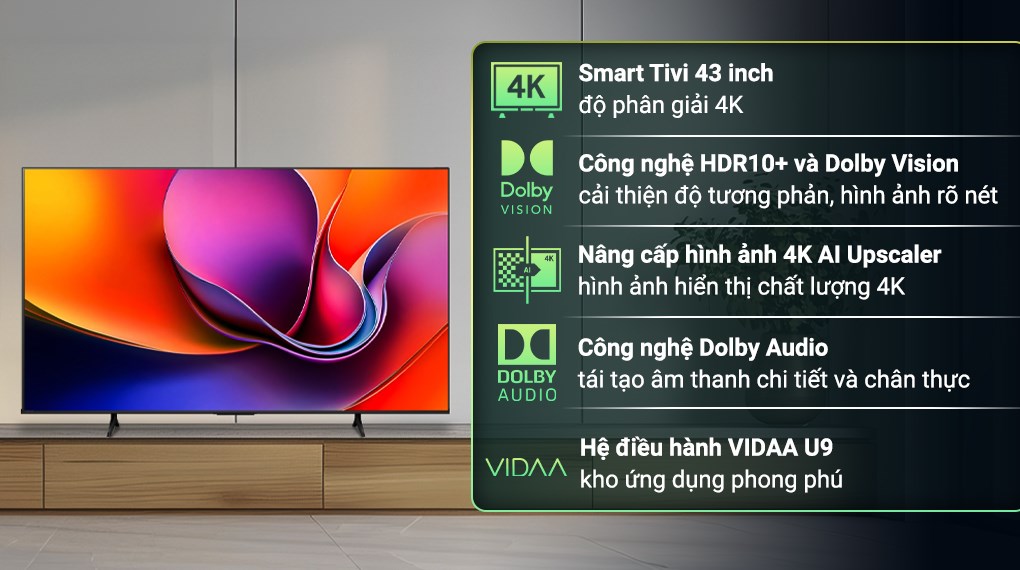 Smart Tivi Hisense 4K 43 inch 43A6Q