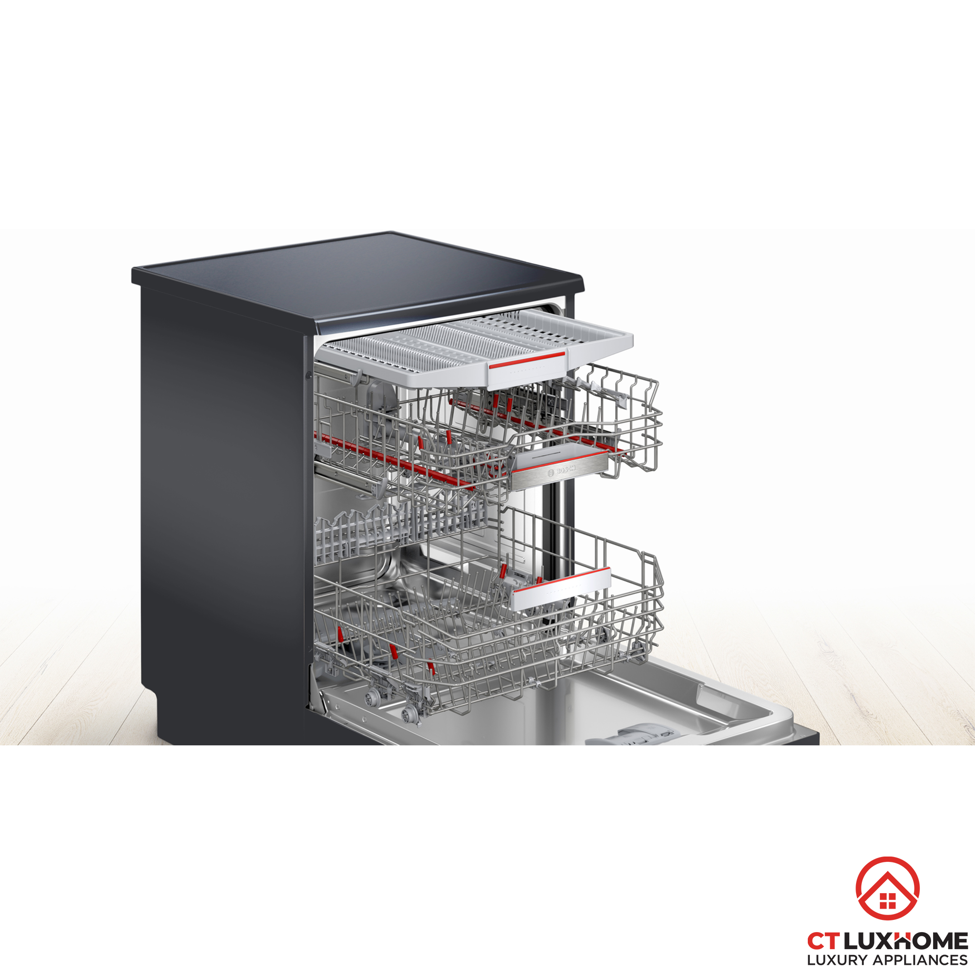 MÁY RỬA BÁT ĐỘC LẬP BOSCH SMS6ECC00E SERIE 6 14 BỘ MÀU ĐEN