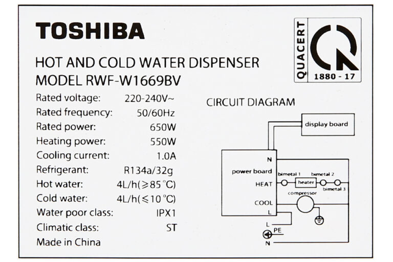 Cây nước nóng lạnh Toshiba RWF-W1669BV(K1) 650W