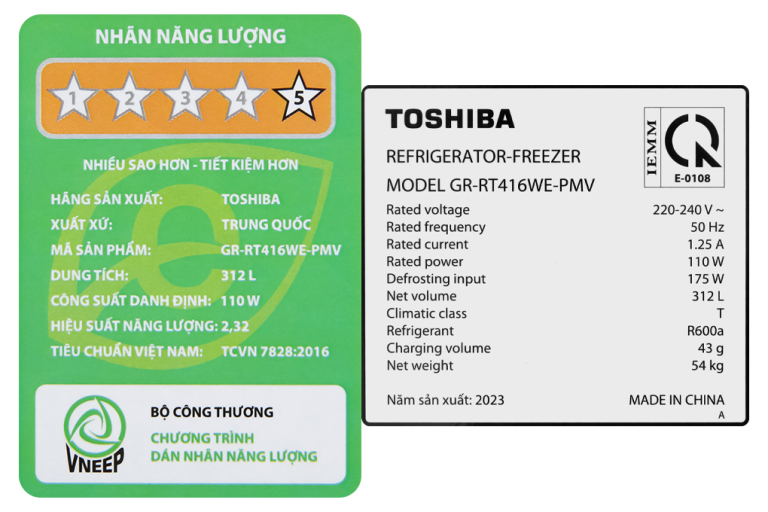Tủ lạnh Toshiba Inverter 312 lít GR-RT416WE-PMV(58)-MM