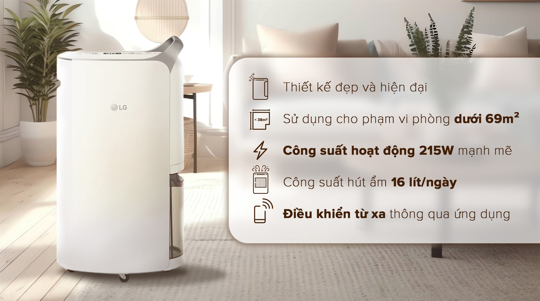 Máy hút ẩm LG Dual Inverter MD16GQSE0