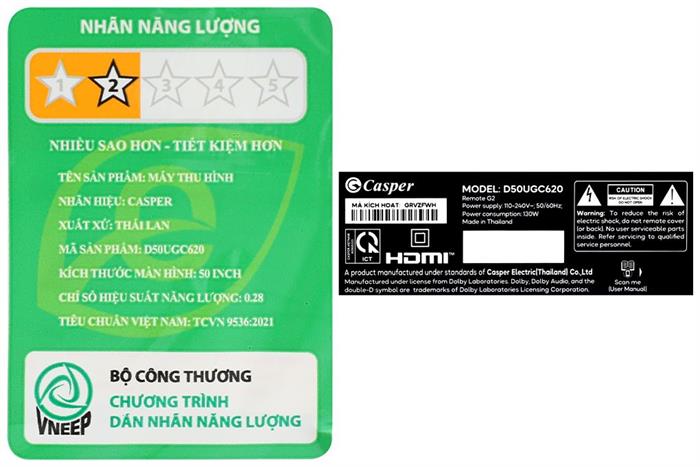 Google Tivi Casper 4K 50 inch D50UGC620 [ 50UGC620 ]