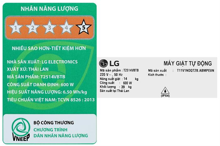 Máy giặt lồng đứng LG Inverter 14kg T2514VBTB
