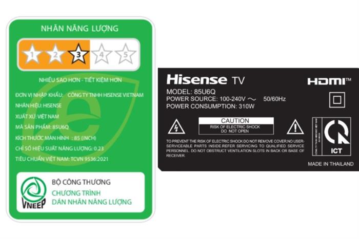 Smart Tivi ULED Hisense 4K 85 inch 85U6Q