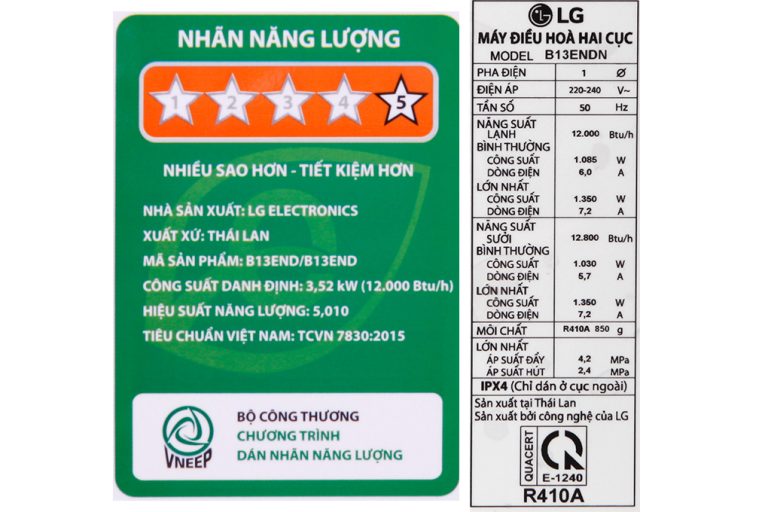 Điều hòa 2 chiều LG Inverter 1.5 HP B13END1