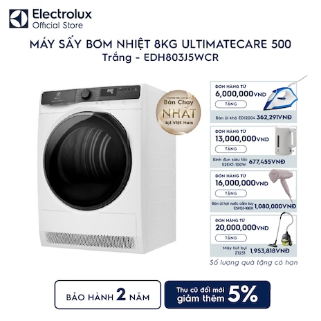 Máy sấy bơm nhiệt Electrolux 8 kg EDH803J5WCR