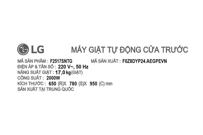 Máy giặt LG Inverter 17 kg F2517SNTG
