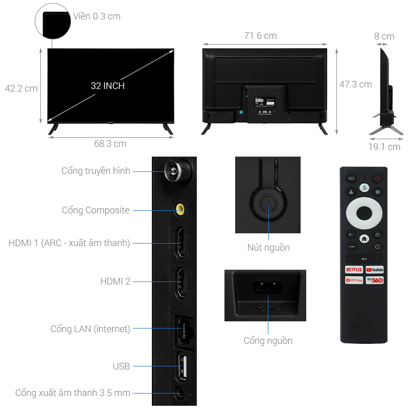 Google Tivi Casper 32 inch 32HGK610