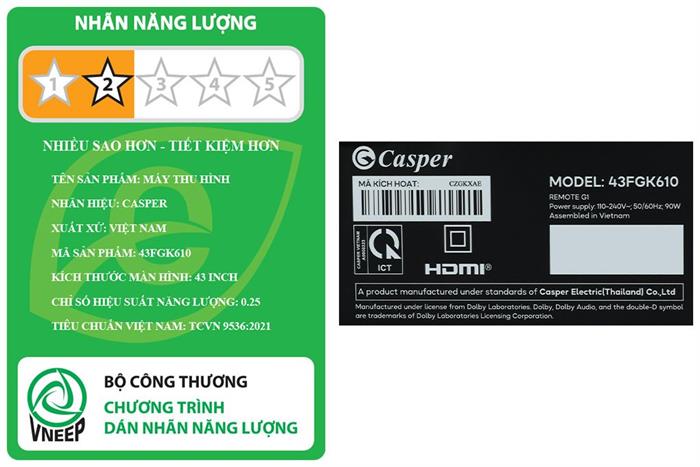 Google Tivi Casper FHD 43 inch 43FGK610