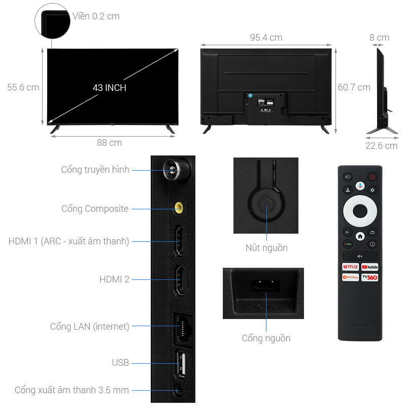 Google Tivi Casper FHD 43 inch 43FGK610