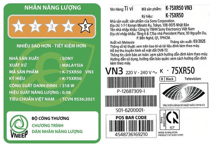 Google Tivi Mini LED Sony AI 4K 75 inch K-75XR50