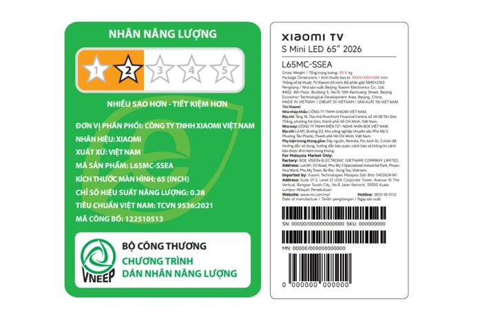 Google Tivi Xiaomi S QD-MiniLED 4K 65 inch L65MC-SSEA