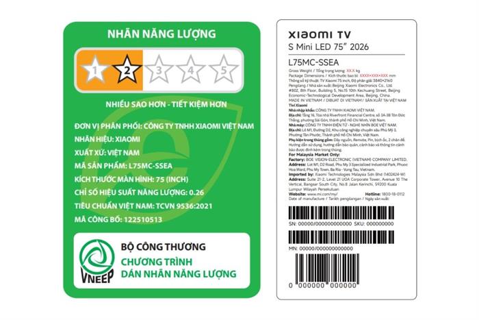 Google Tivi QD-MiniLED Xiaomi S 4K 75 inch L75MC-SSEA