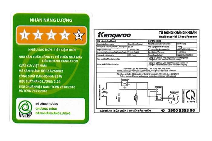 Tủ đông 2 cánh Kangaroo Inverter 268 lít KGFZA268IK2
