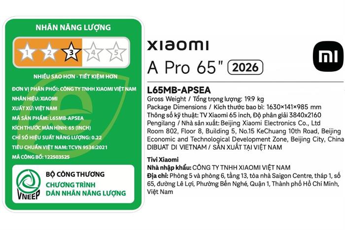 Google Tivi Xiaomi A Pro QLED 4K 65 inch L65MB-APSEA