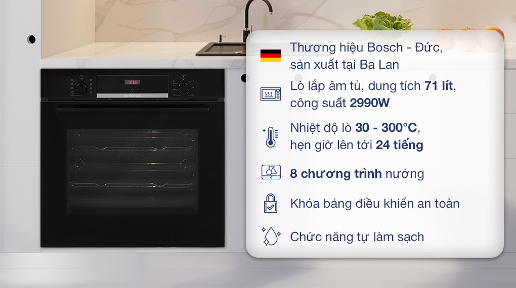 Lò nướng âm 71 lít Bosch HBS534BB0B