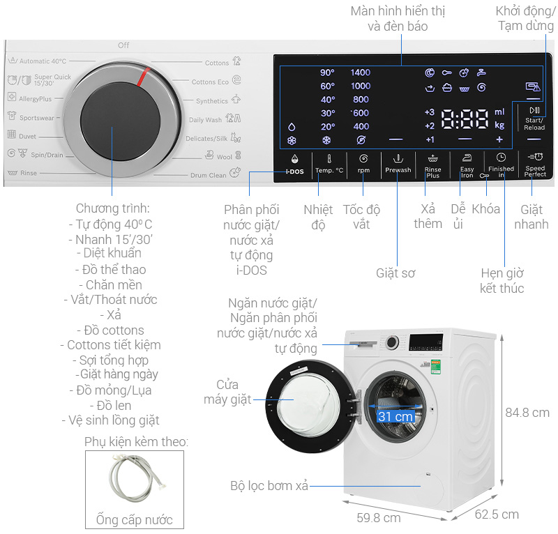 Máy giặt Bosch 9 kg WGG244A0SG
