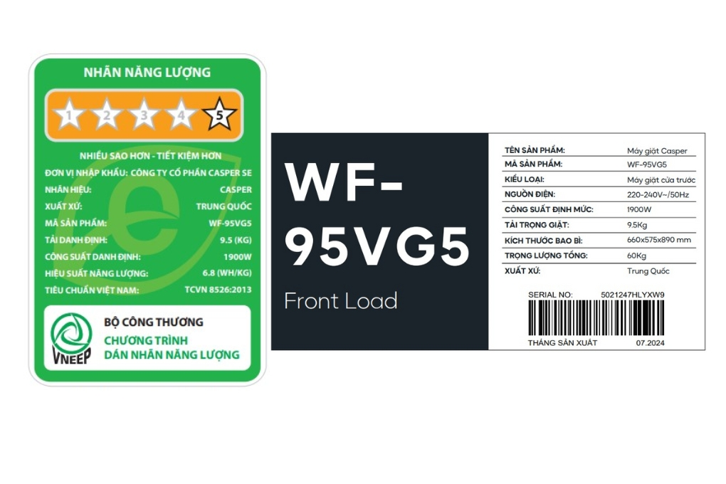 Máy giặt Casper Inverter 9.5 kg WF-95VG5