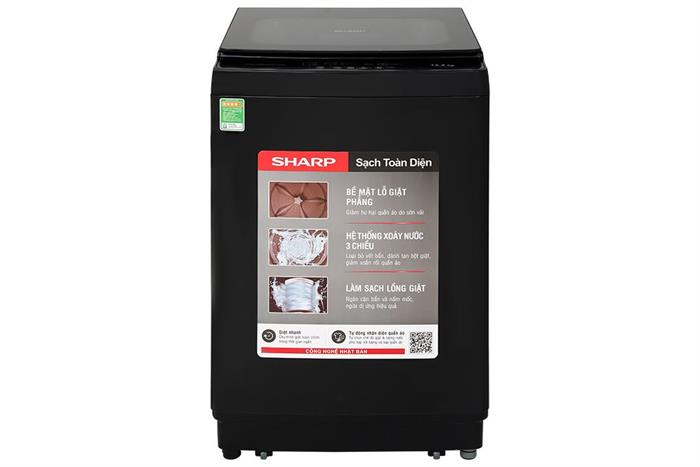 Máy giặt Sharp cửa trên 12.5 kg ES-TM125CN-BK
