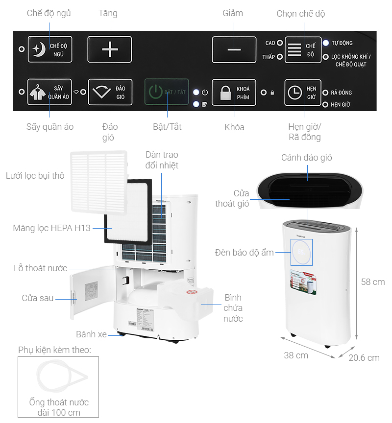 Máy hút ẩm kết hợp lọc không khí Nagakawa NAD8559