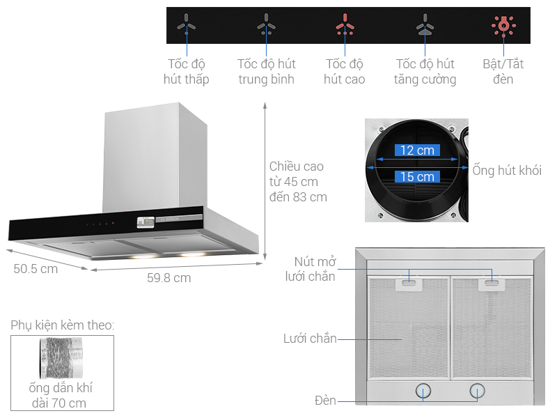 Máy hút mùi áp tường Bosch DWB67BK61T