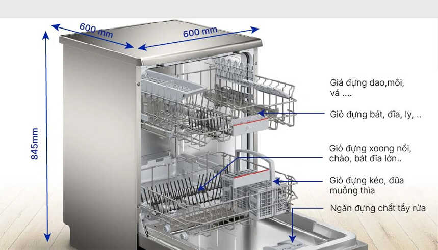 MÁY RỬA BÁT ĐỘC LẬP BOSCH 13 BỘ SERIES 4 SMS4HTI16E