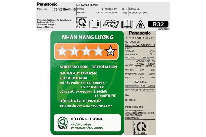 Điều hòa Panasonic 2 chiều 18.000BTU inverter YZ18AKH-8