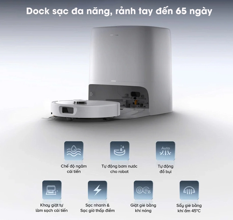 Robot hút bụi lau nhà Roborock Qrevo 2 Pro-Trắng
