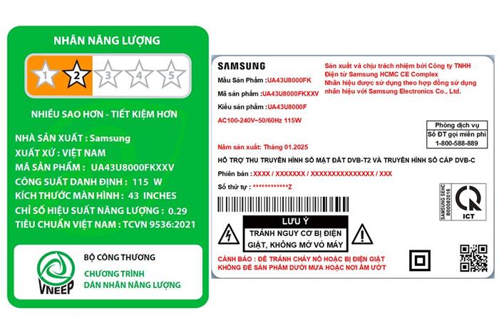 Smart Tivi Crystal UHD Samsung 4K 43 inch UA43U8000F