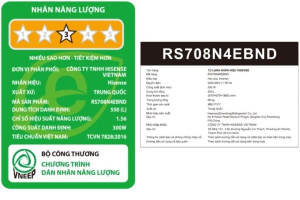 Tủ Lạnh Hisense Inverter 550 lít RS708N4EBND