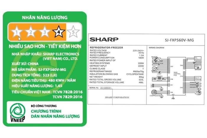 Tủ lạnh Sharp Inverter 466 lít Multi Door SJ-FXP560V-MG