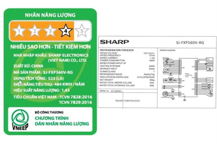 Tủ lạnh Sharp Inverter 466 lít Multi Door SJ-FXP560V-RG