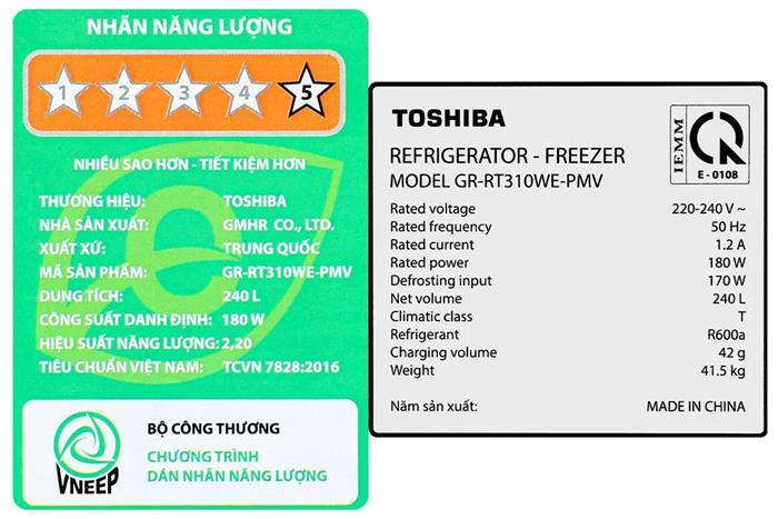 Tủ lạnh Toshiba inverter 240 lít GR-RT310WE-PMV(68)
