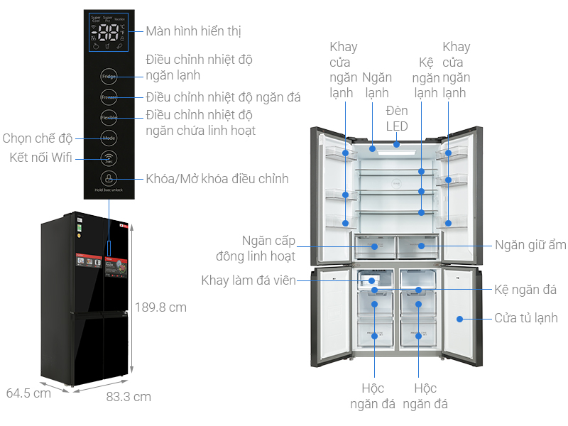 Tủ lạnh Toshiba Inverter 515 Lít Multi Door GR-RF677WI-PGV(22)-XK