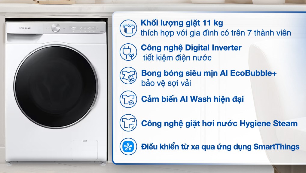 Máy giặt Samsung AI EcoBubble Inverter 11 kg WW11CGP44DSHSV