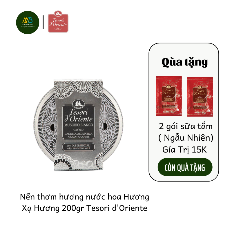 Nến Thơm Hương Nước Hoa Hương Xạ Hương 200gr Tesori d'Oriente