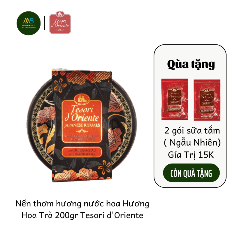Nến Thơm Hương Nước Hoa Hương Hoa Trà 200g Tesori d'Oriente