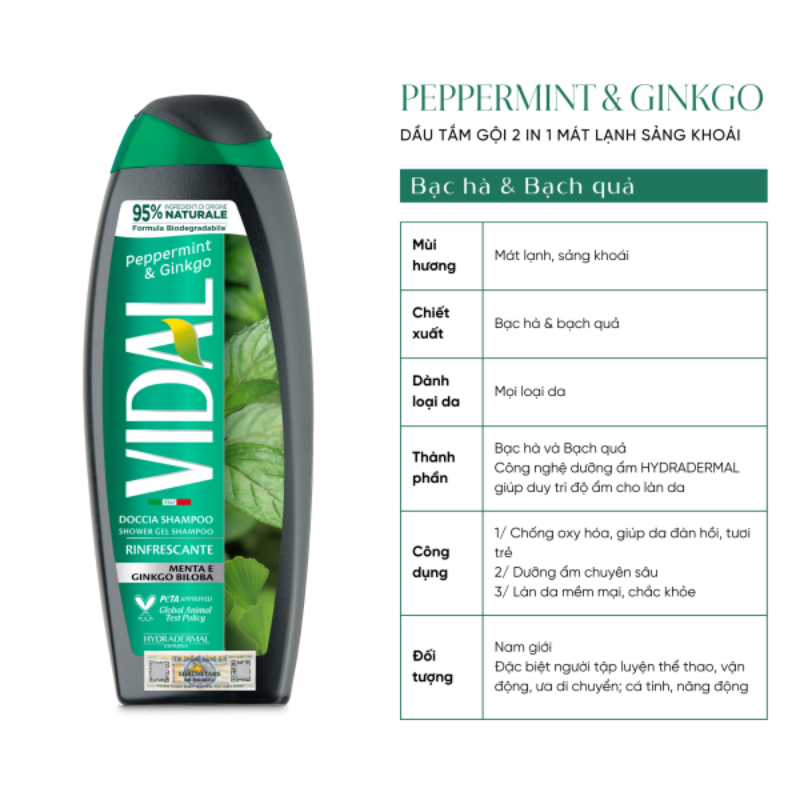 Sữa tắm thiên nhiên Vidal 250ml