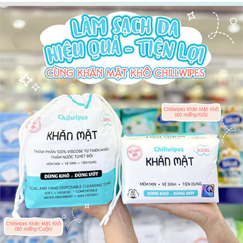 Khăn Mặt Khô Chillwipes Dạng Cuộn (80 Miếng/Cuộn)