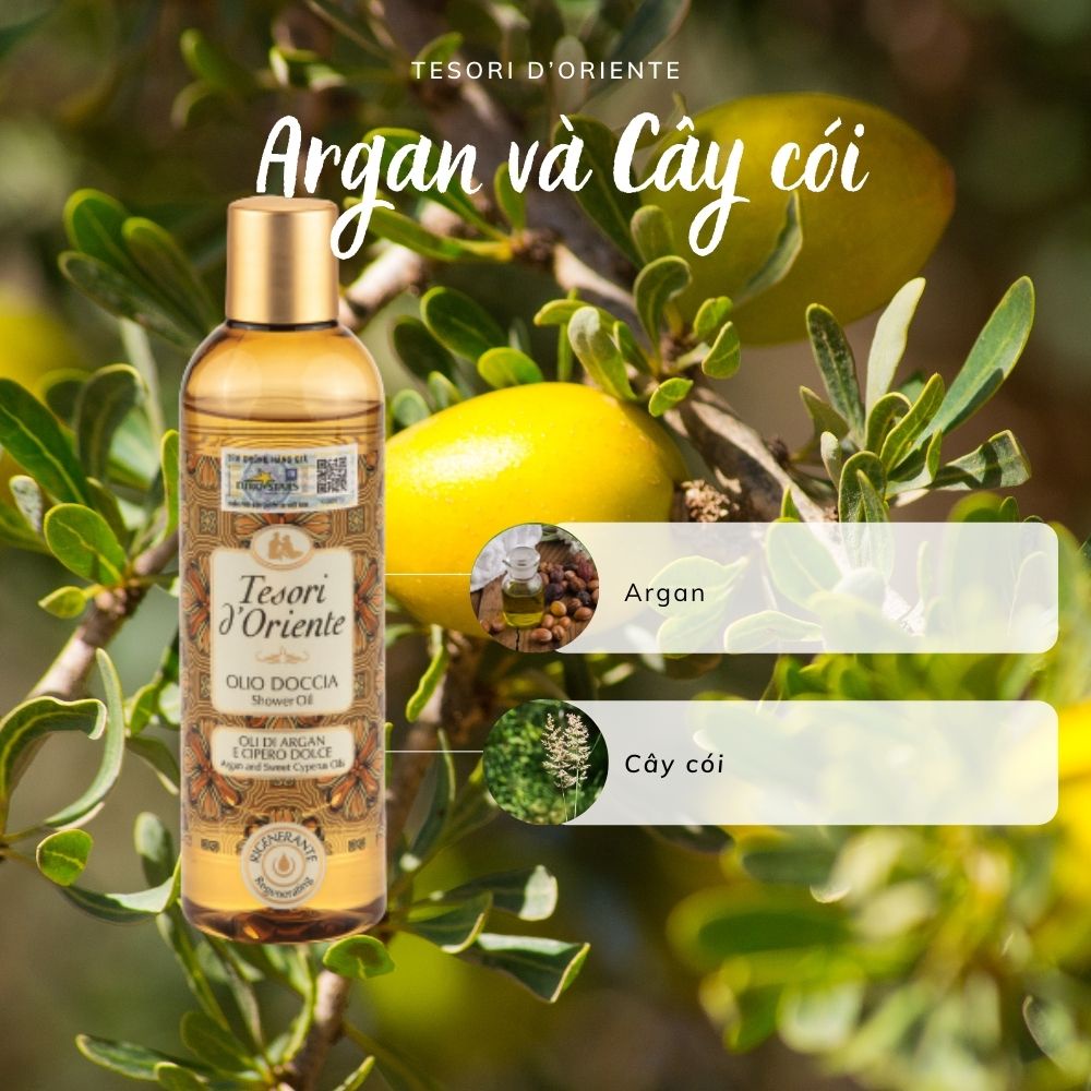 Tinh Dầu Tắm Argan Và Cây Cói 250ml Tesori d'Oriente