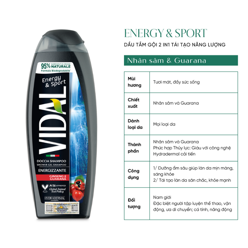 Sữa tắm thiên nhiên Vidal 250ml