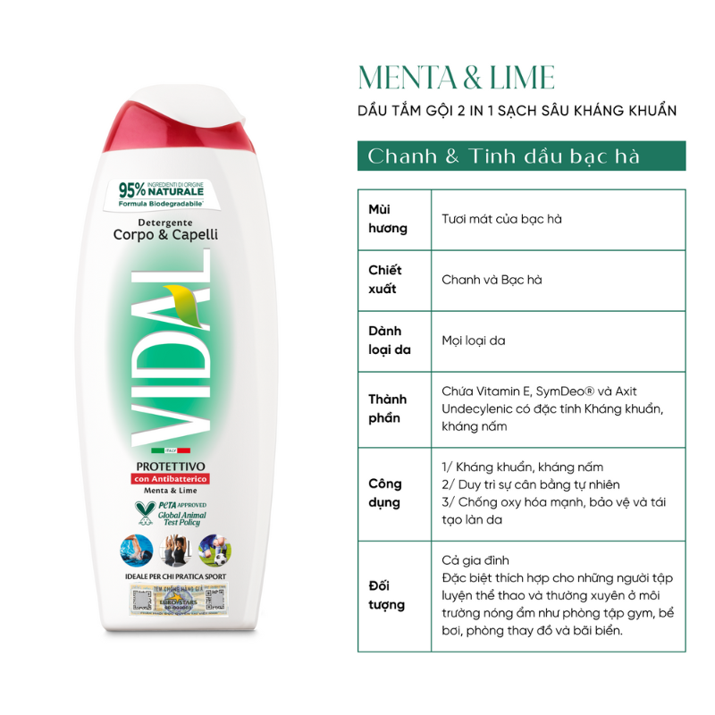Sữa tắm thiên nhiên Vidal 250ml