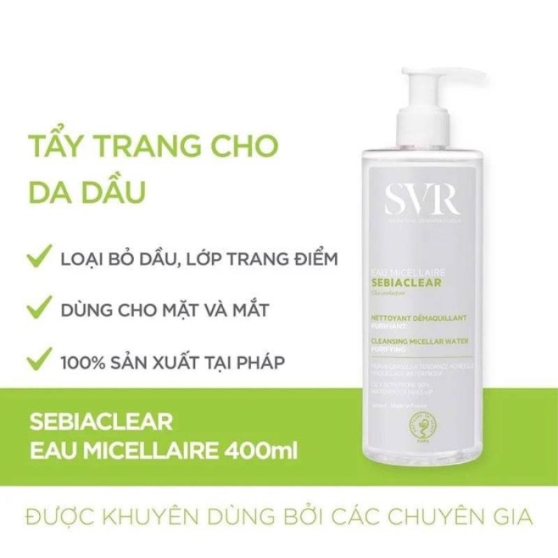 Nước Tẩy Trang SVR Micellar Giúp Loại Bỏ Dầu Cho Da 400ml