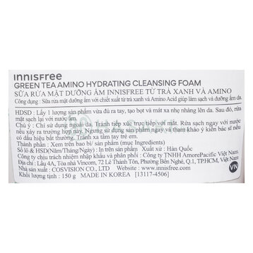 Sữa Rửa Mặt innisfree Dưỡng Ẩm Chiết Xuất Trà Xanh 150g (Mới)