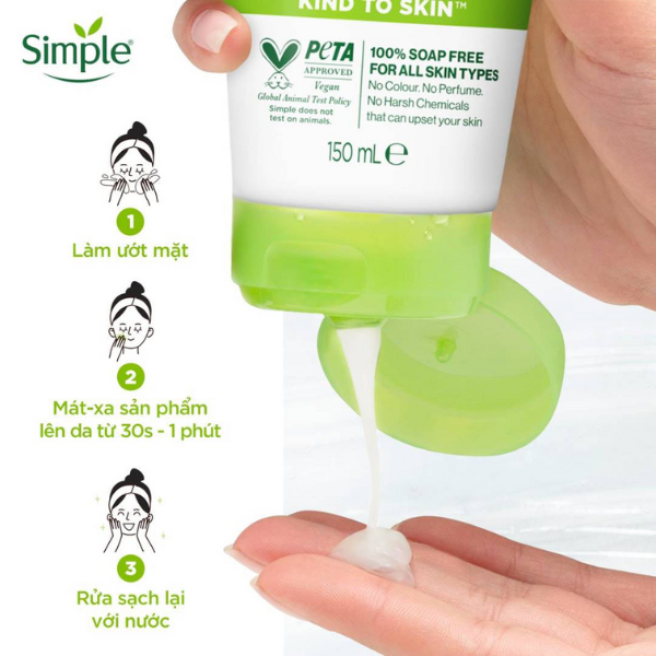 Sữa Rửa Mặt Simple Dưỡng Ẩm Cho Da Khỏe Và Mịn Màng 150ml Moisturising Facial Wash