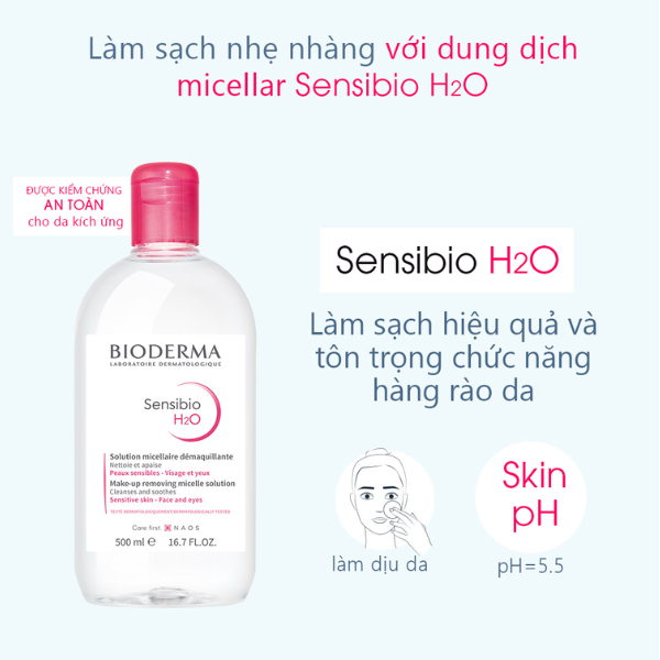 Nước Tẩy Trang Bioderma Dành Cho Da Nhạy Cảm 500ml Sensibio H2O