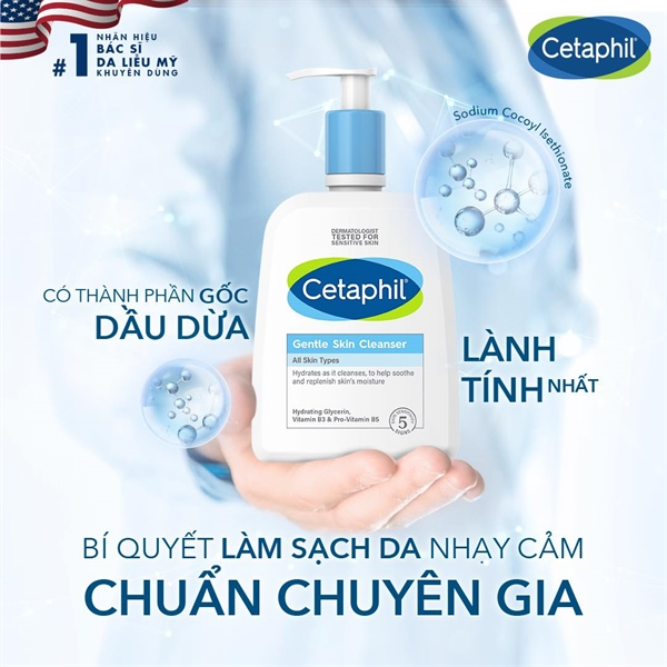 Sữa Rửa Mặt Cetaphil Dịu Lành Cho Da Nhạy Cảm 1000ml (Mới) Gentle Skin Cleanser (New)