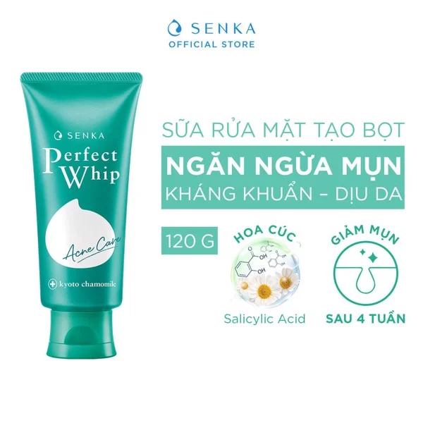 Sữa Rửa Mặt Senka Dành Cho Da Mụn Perfect Whip Acne Care 100g