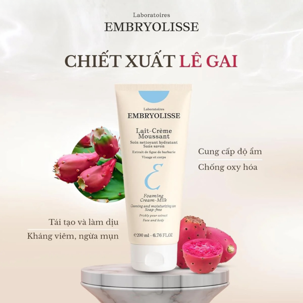 Sữa Rửa Mặt Embryolisse Làm Sạch Sâu, Chống Oxy Hóa 200ml Lait-Creme Moussant